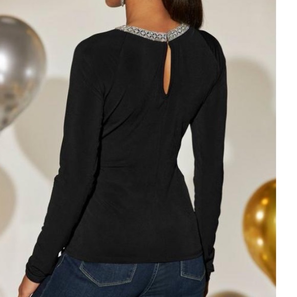 Embellished Trim Strappy Knit Top Jester Black size Large and XXS - Picture 3 of 8